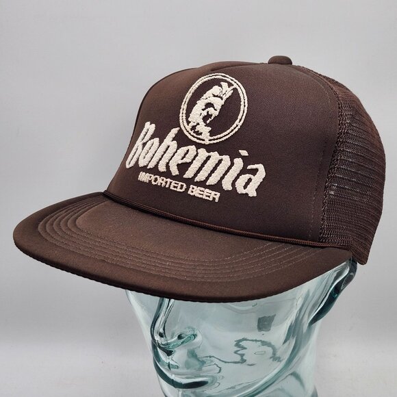 Bohemia Imported Beer Brown Mesh Trucker Hat Cap Logo Adjustable Snapback Vtg - Picture 4 of 11